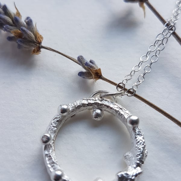 Molten silver circle bobble necklace - pendant only