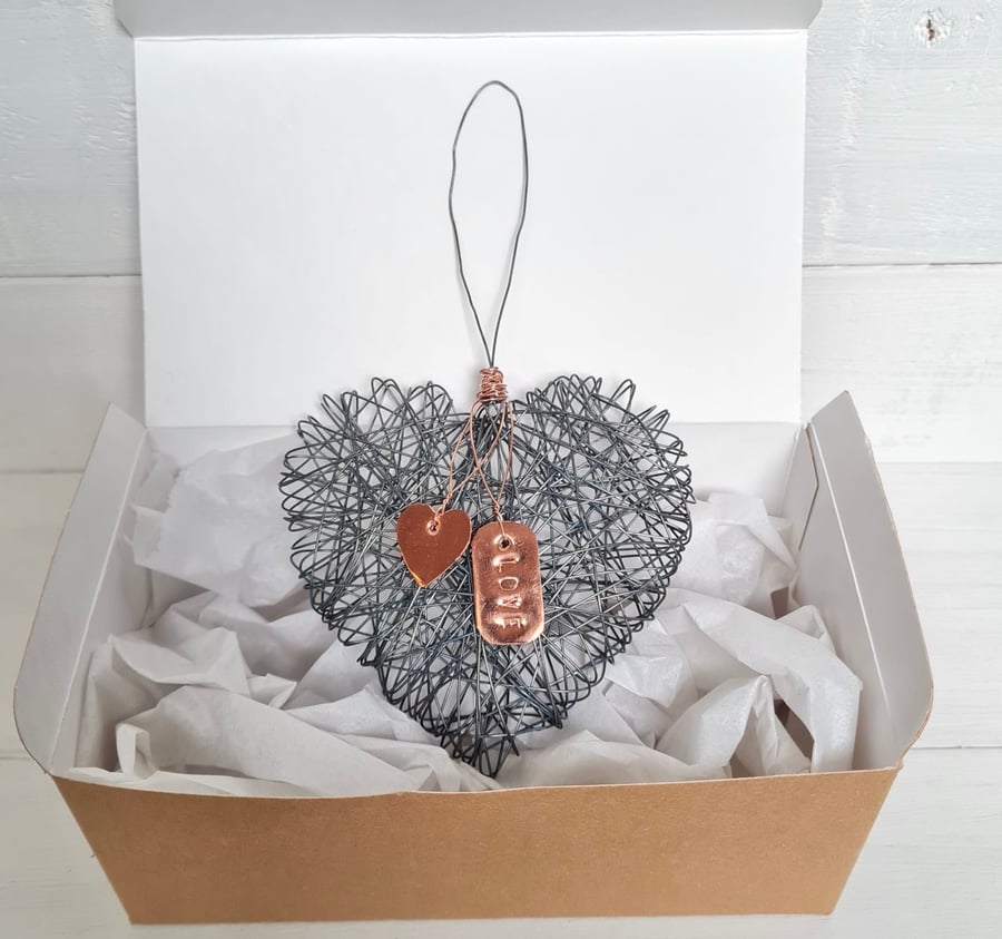 Wire Hanging Heart with Love Charms Gift