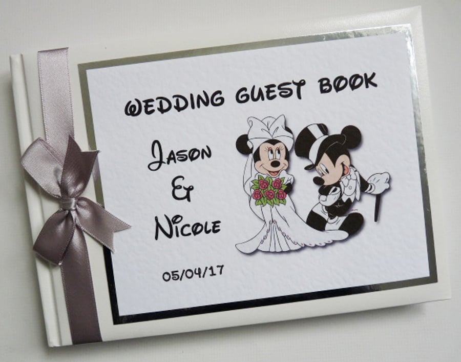 Personalised Mickey and Minnie wedding guest book