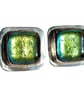 Dichroic Glass Stud Earrings Yellow Green Recycled Sterling Silver 925 - Image 3