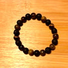 Tiger's Eye & Black Volcanic Stone Bead Bracelet