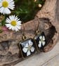 Hypoallergenic Real Hawthorn Flower Resin Earrings, Titanium Ear Hooks - Image 6