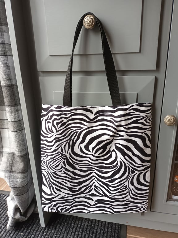 Zebra Print Tote Bag. Black And White. With Free Delivery