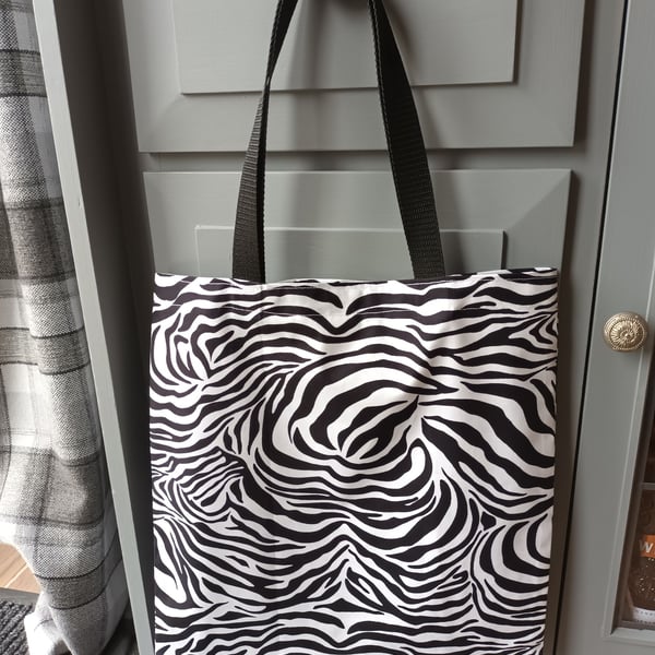 Zebra Print Tote Bag. Black And White. With Free Delivery