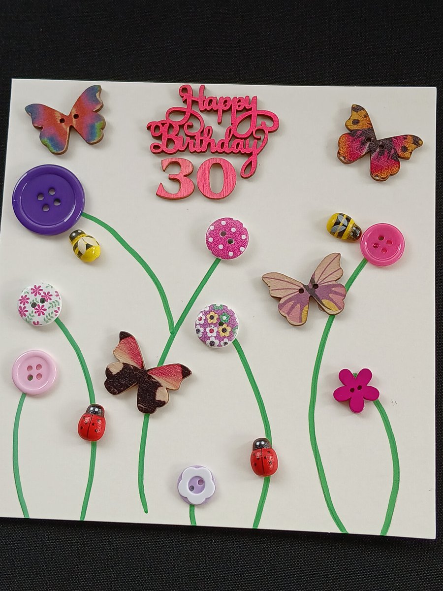 Handmade 30th birthday card 