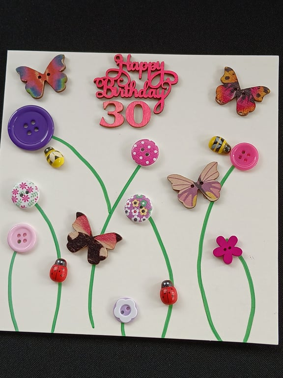 Handmade 30th birthday card 