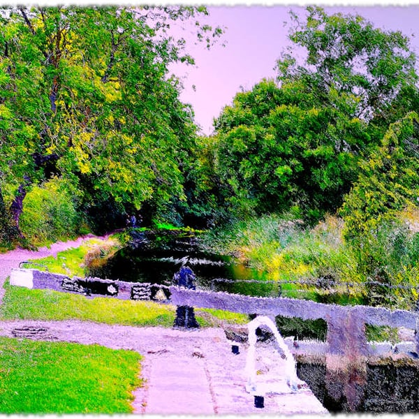 The Chesterfield Canal Picture of Locks at Worksop. Digital Artwork Print