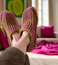 Apple & Magenta Crochet Cozy Slipper Socks - Image 4