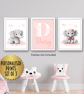 Personalised cute Daisy animals set of 3 wall art prints girls bedroom decor
