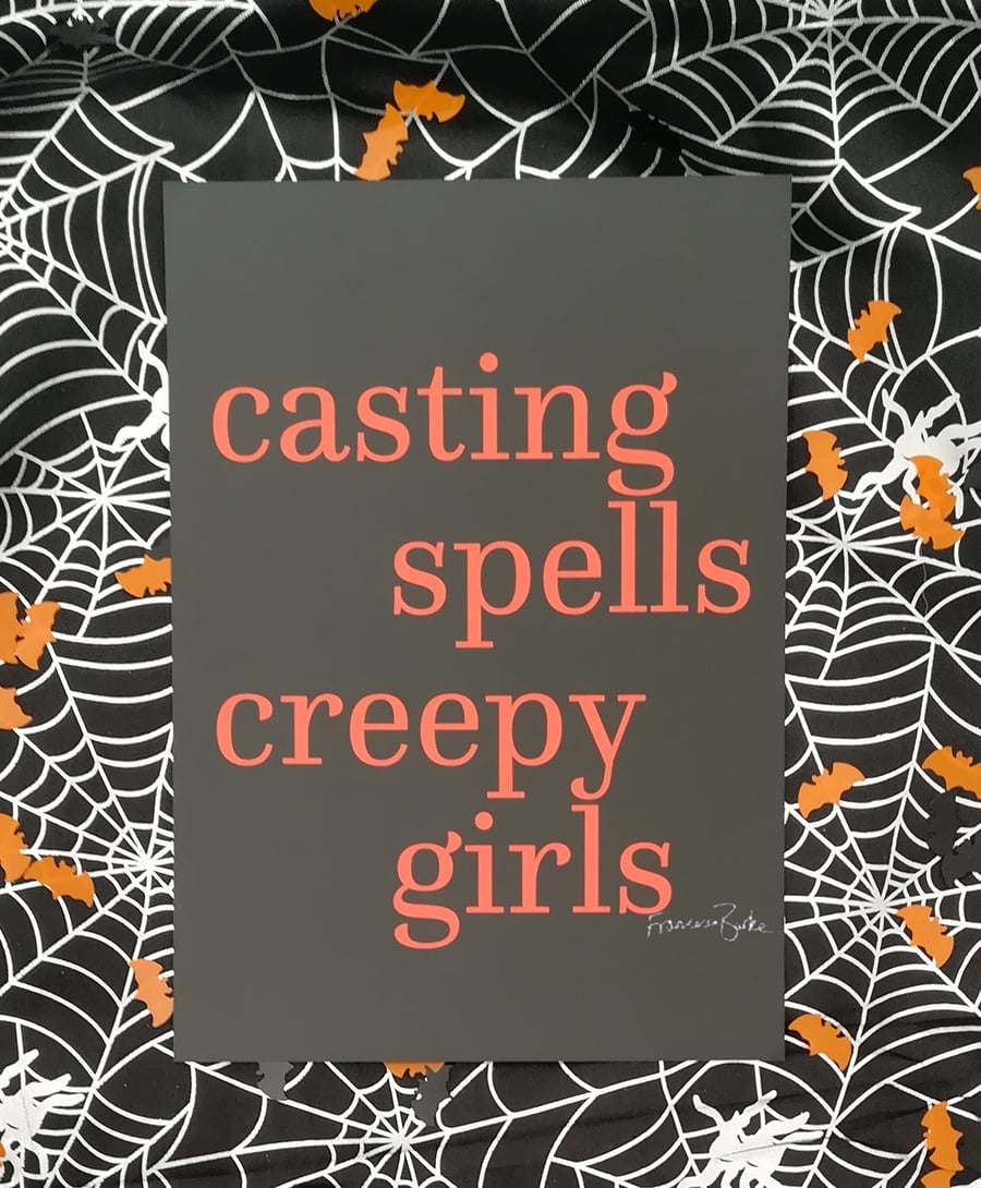 Casting Spells and Creepy Girls Halloween Magic Print, Sister, Friend Gift