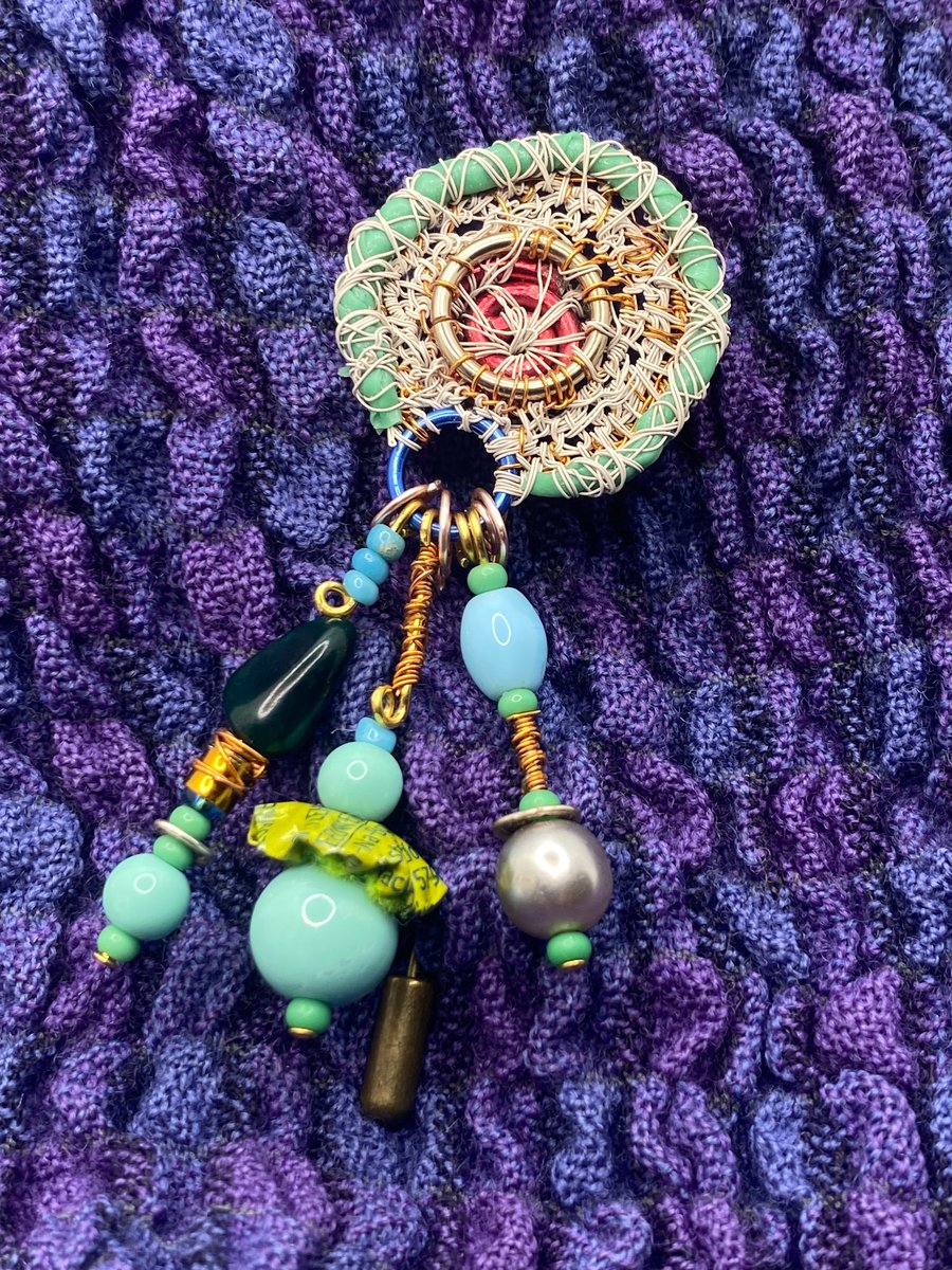 Dangly pin with vintage beads 