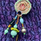 Dangly pin with vintage beads 