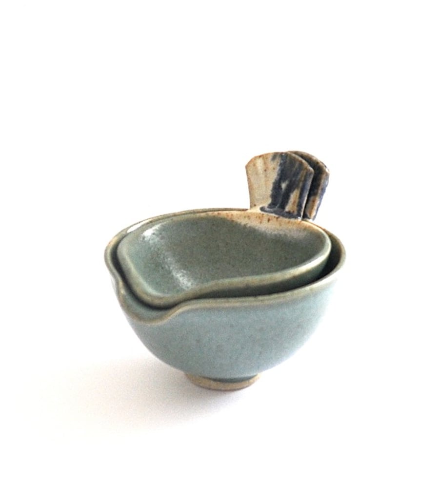 Set of two mini ceramic pouring bowls - handmade pottery