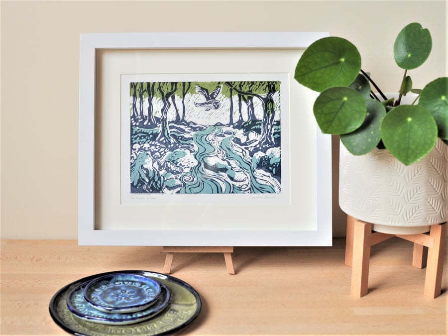 The Secret Wood - handmade framed linocut print