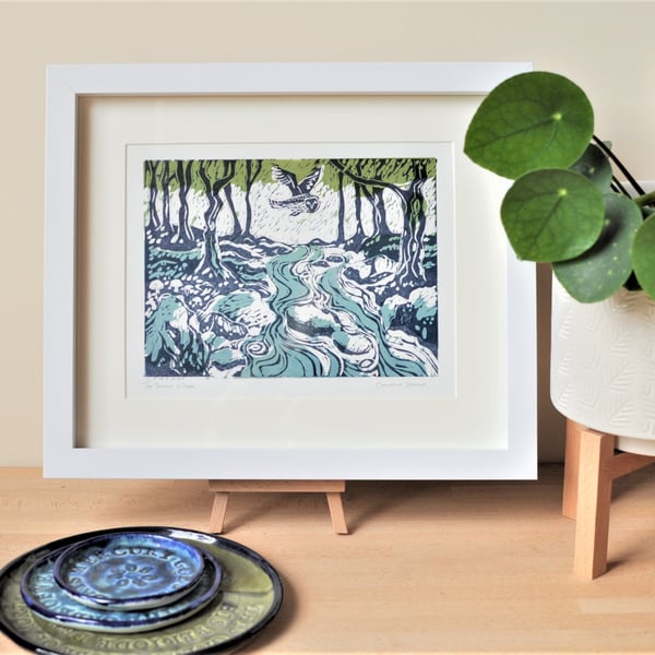 The Secret Wood - handmade framed linocut print