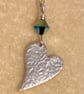 Pretty silver, angled heart with Swarovski crystal.  - Image 1