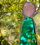 Stained Glass Bell Angel Decoration - Teal sea-mist body with clear frost wings - Image 3