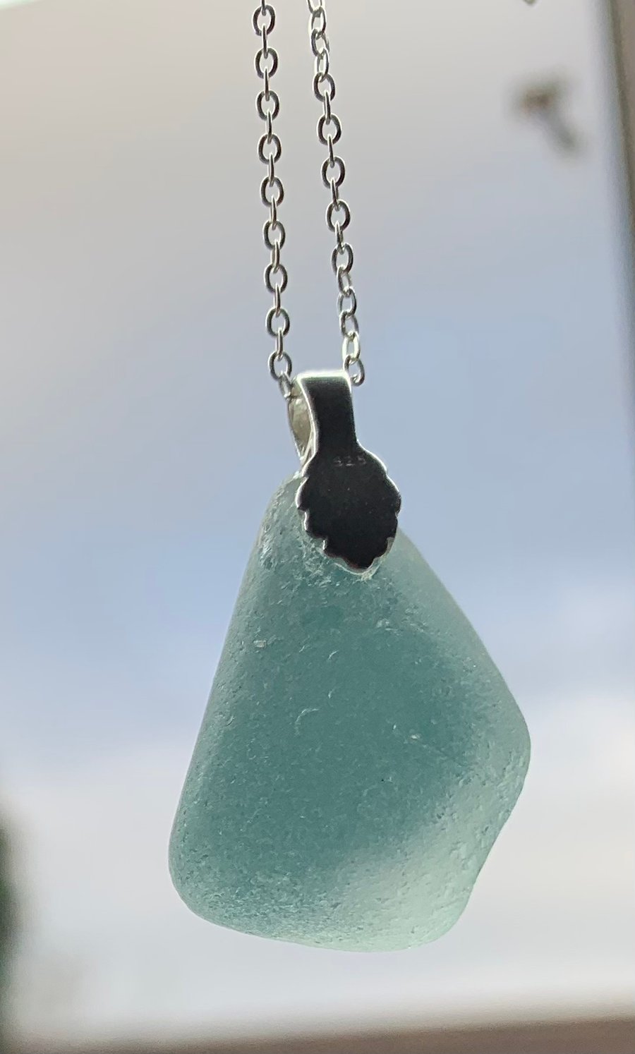 Sterling silver and seaglass pendant