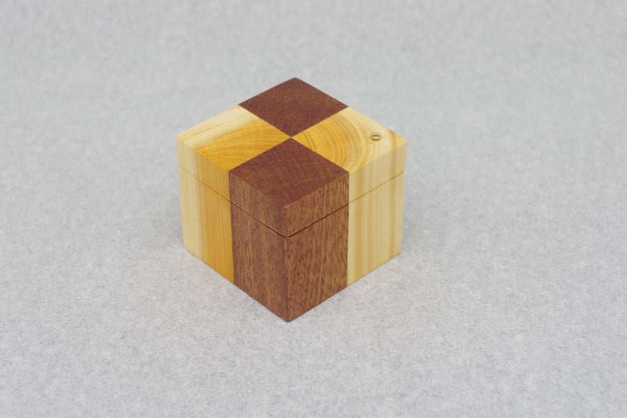 Wooden Ring Box. Handmade. Mahogany and Yew.