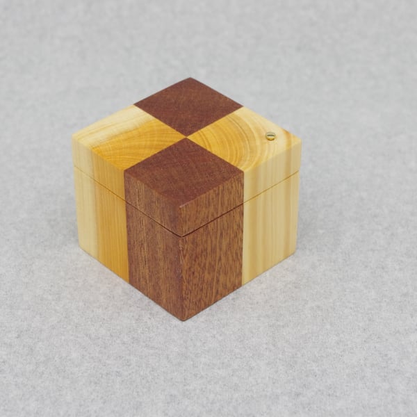 Wooden Ring Box. Handmade. Mahogany and Yew.