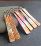 Long Copper Earrings, Flame Painted Earrings, Multicoloured, Oxidised Copper - Image 8