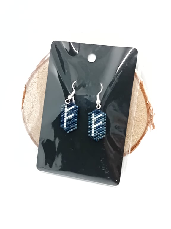 Fehu viking rune beaded earrings