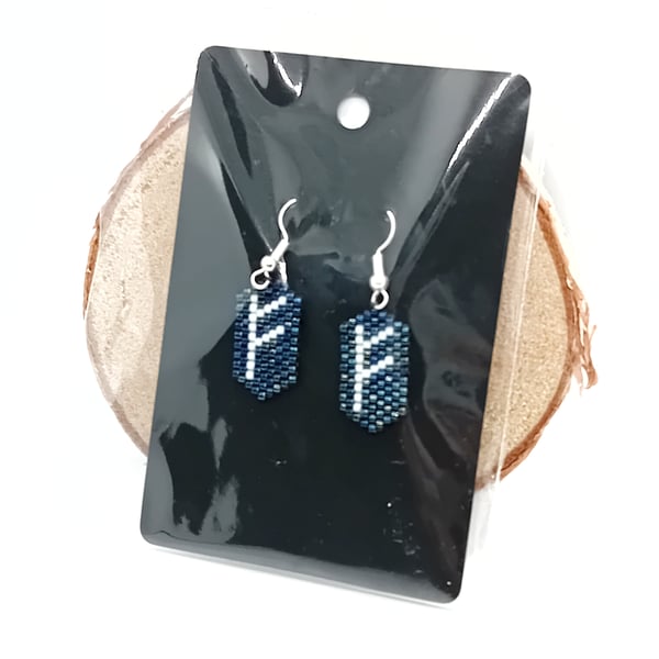 Fehu viking rune beaded earrings