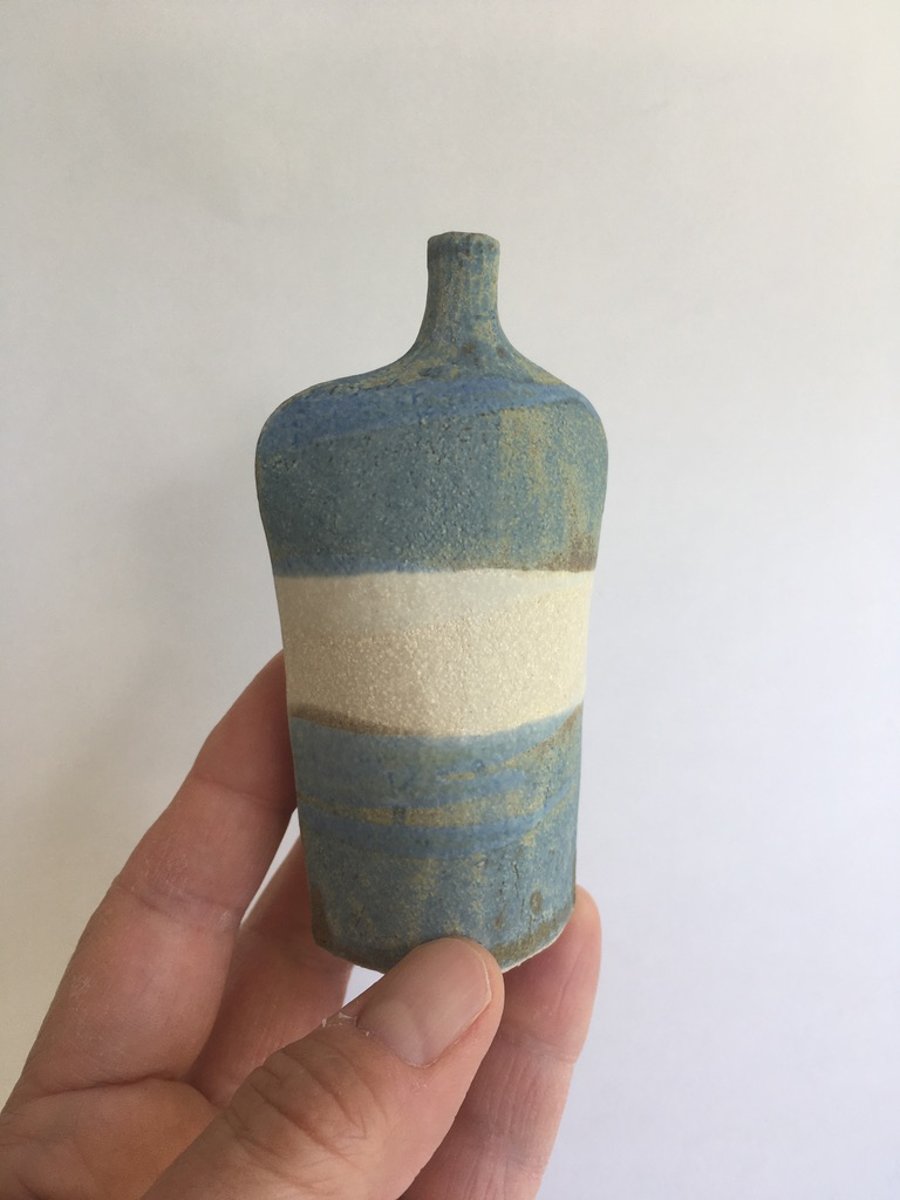 Small Blue Seascape Bottle