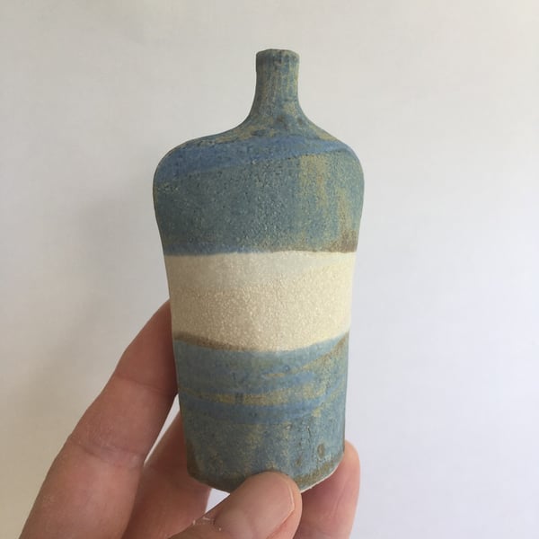 Small Blue Seascape Bottle