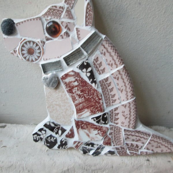Mosaic Sitting Dog and Running