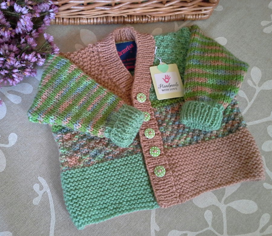 Baby Boys Hand Knitted Designer Cardigan  6-12 months size