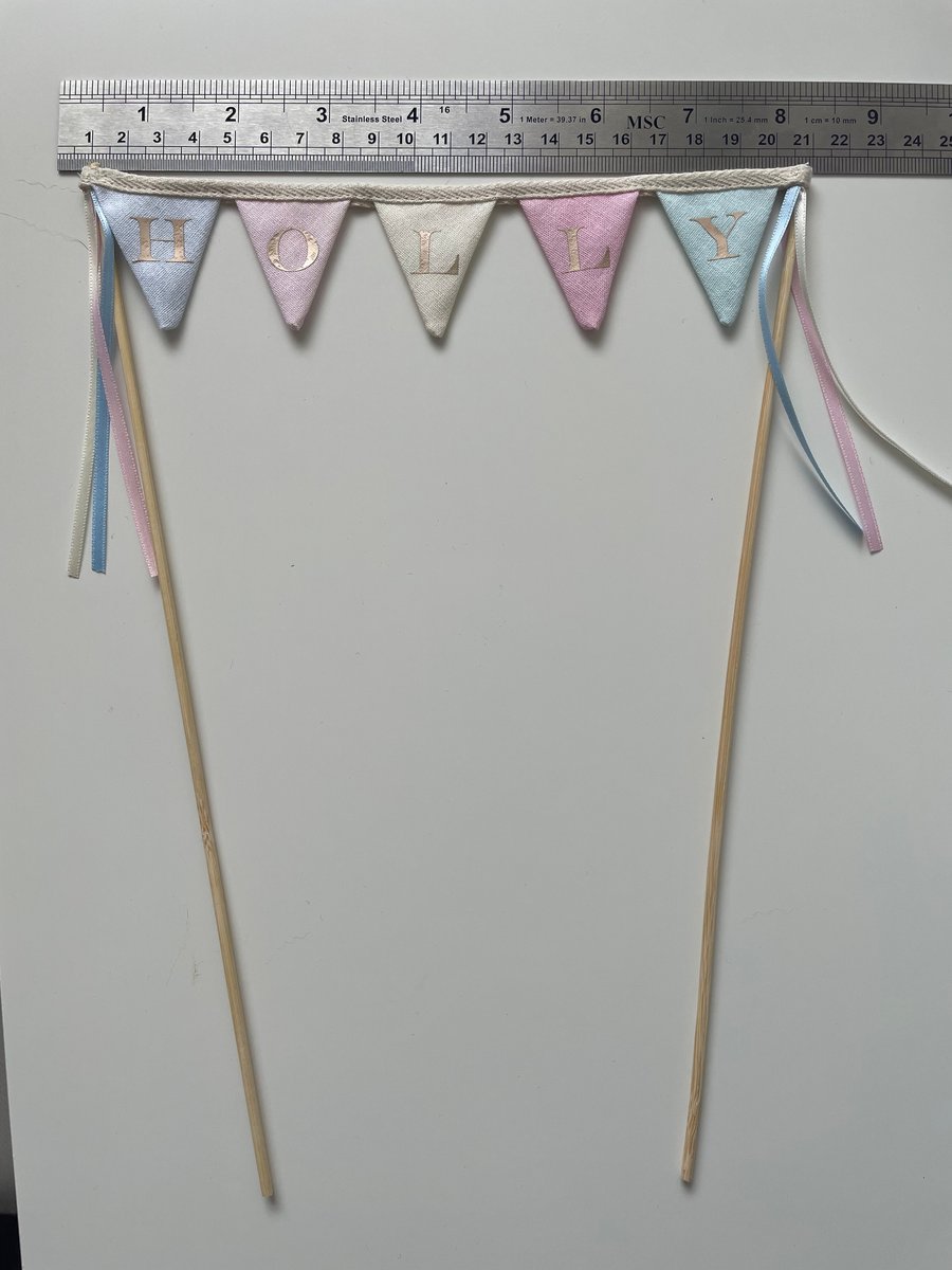 Fabric bunting cake topper. 
