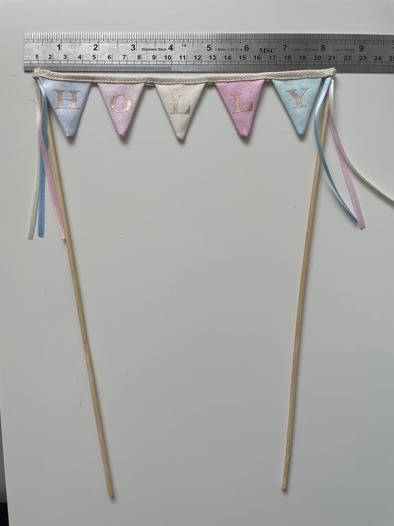 Fabric bunting cake topper. 