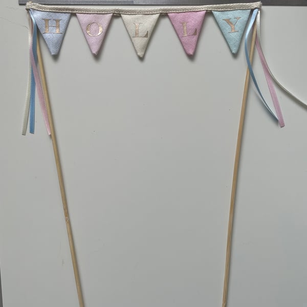 Fabric bunting cake topper. 