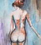 Nude Woman Standing Original Colourful Painting - Image 7