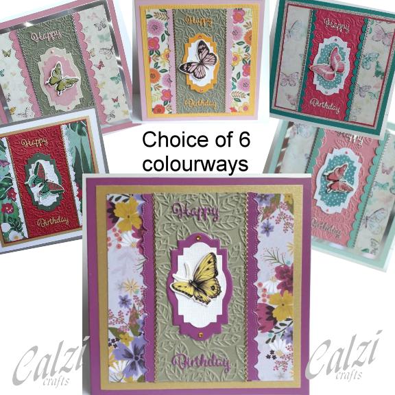 Butterfly & Flowers Birthday Card (Choose from 6 colourways)