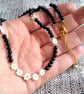 Midnight Blue Daisy Chain Goldstone 14 - 16 Inch Glass Beaded Necklace - Image 3