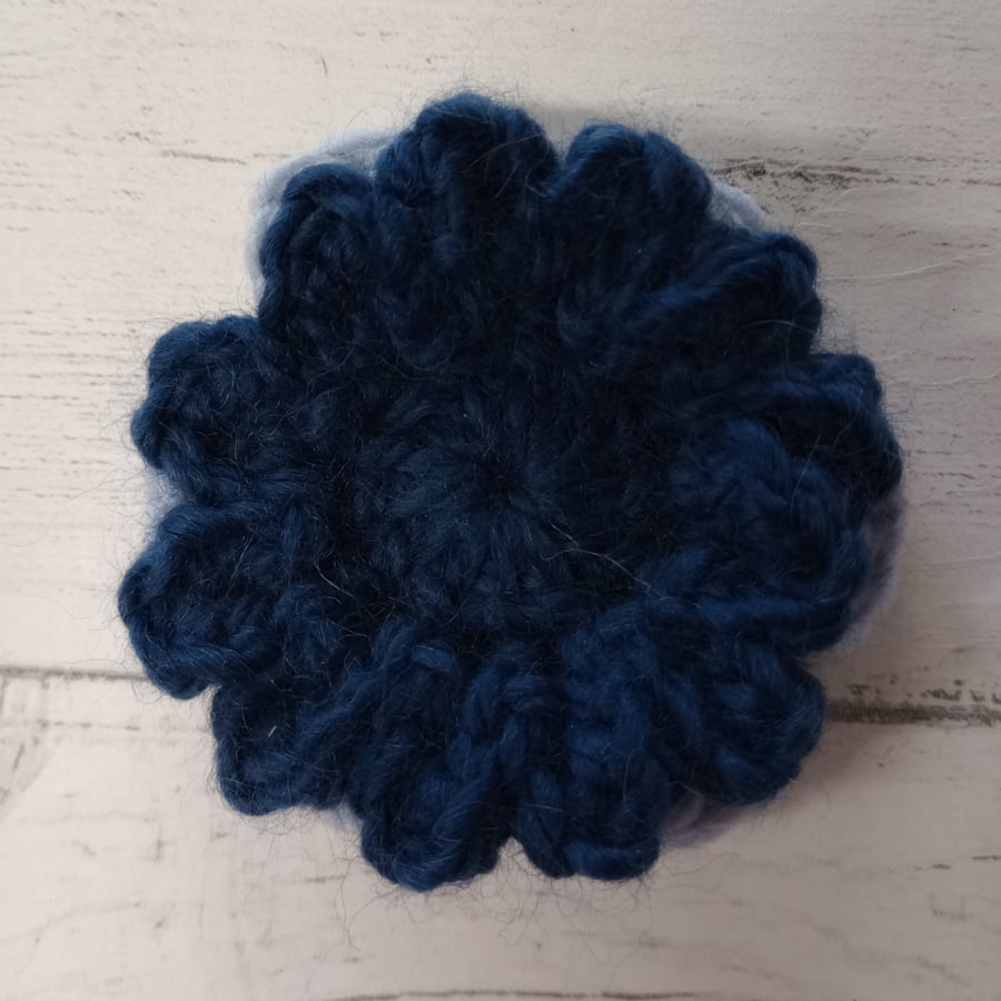 Pale & Deep Blue Flower Brooch,  Light Weight Textile Brooch