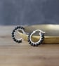 Black Gemstone Beaded Hoop Earrings in Sterling Silver 