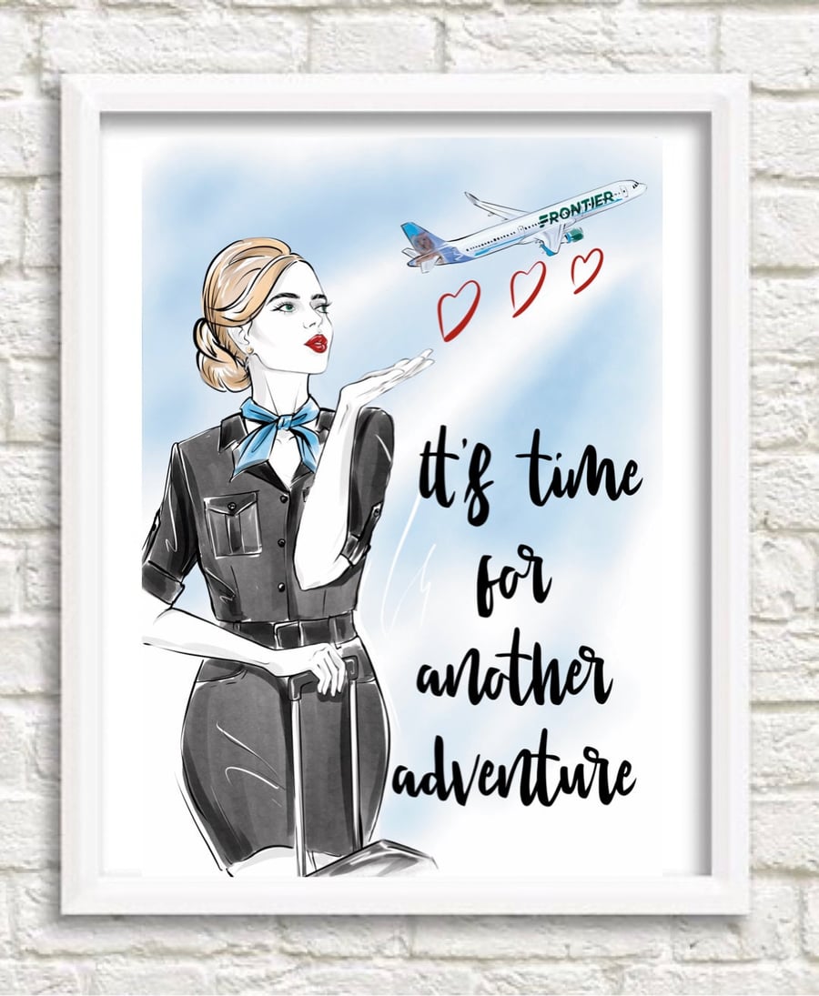 Frontier Airlines Flight Attendant Travel Print