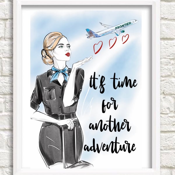 Frontier Airlines Flight Attendant Travel Print