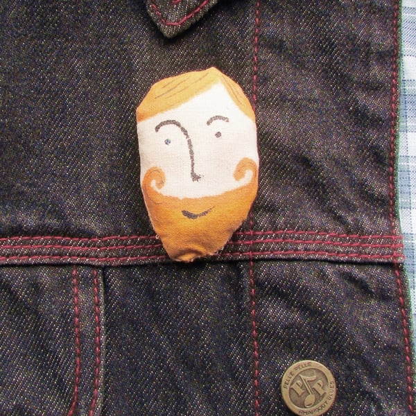 Beard Brooch, Key Fob, Magnet or Zip Pull, Ginger Hair