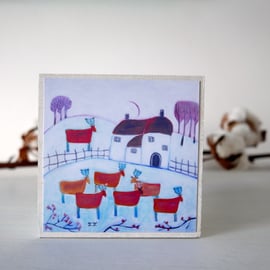 Jewellery Box, Trinket Storage, Decorative Box, Winter Landscape, Deer Art