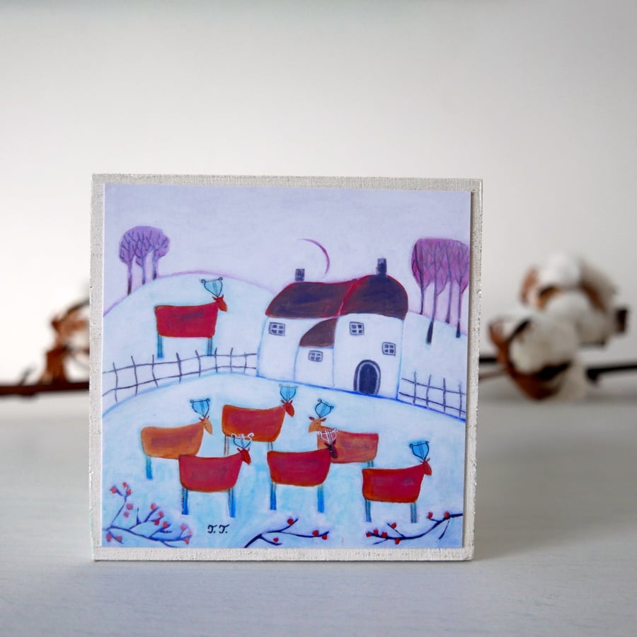 Jewellery Box, Trinket Storage, Decorative Box, Winter Landscape, Deer Art