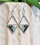 Lightweight geometric beadwork earrings in silver, black and turquoise  - Image 6