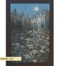 Moonlit Night Flower Meadow, original landscape art, wall art, floral landscape