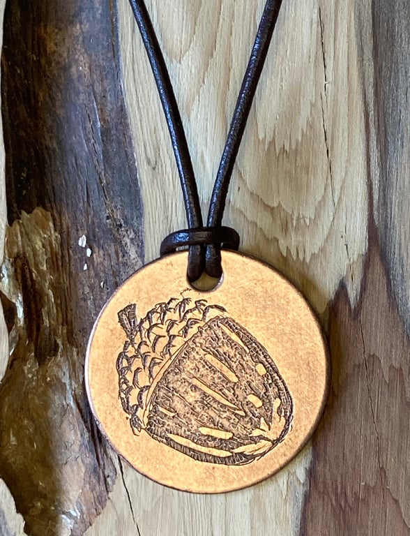 Acorn - Handmade Etched Copper Pendant Necklace