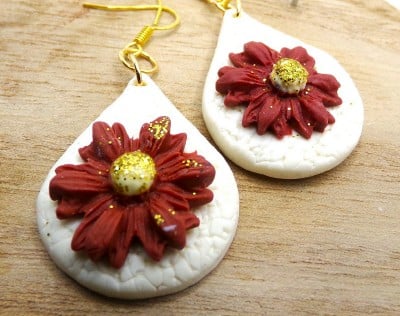 Burgundy Gerbera Earrings