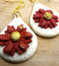 Burgundy Gerbera Earrings - Image 1