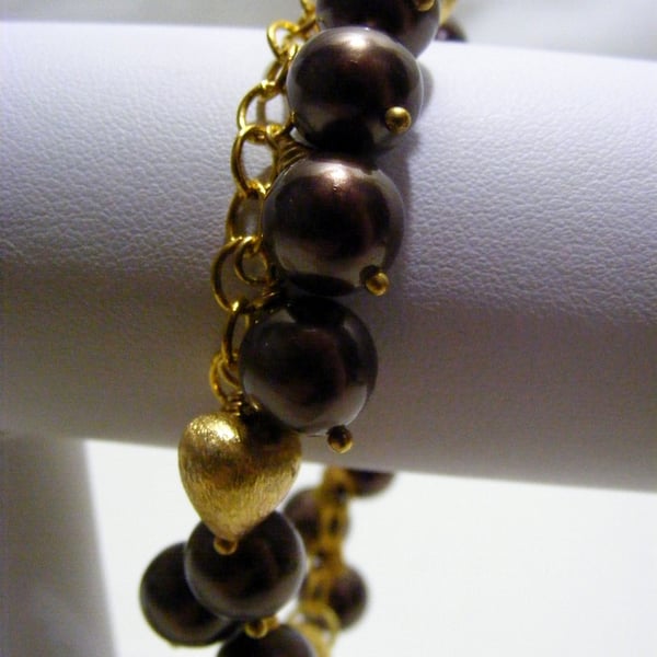 Chocolate and Gold Charm Bracelet